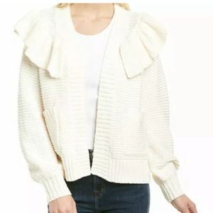 Madewell Cream Ruffled Open Cardigan